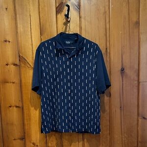 Nat Nast Men’s 100% Silk Navy Button Down Shirt Size XL